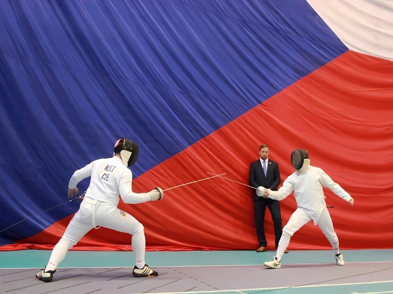 Česká vlajka na mistrovství ČR v šermu